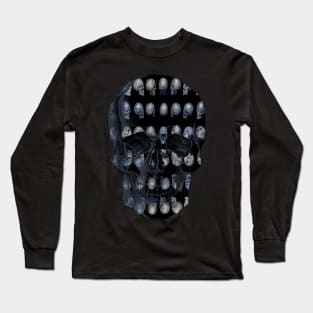 Skull Army Blue (Black Background) Long Sleeve T-Shirt